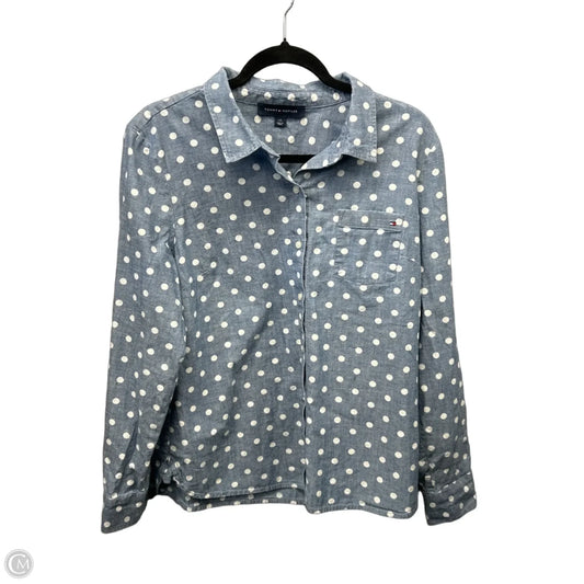 Top Long Sleeve By Tommy Hilfiger In Blue & White, Size: L