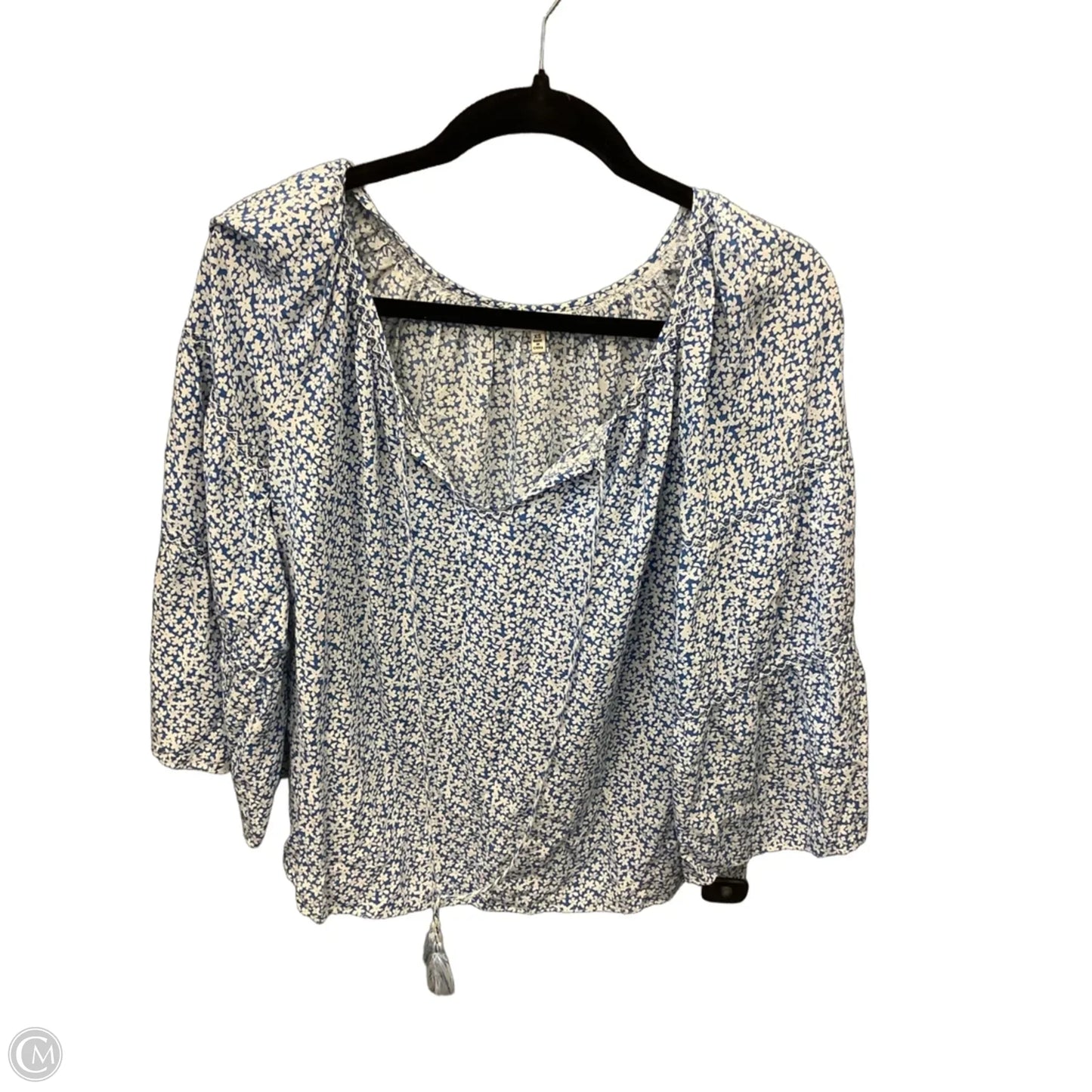 Blouse Long Sleeve By Max Studio In Blue & White, Size: Xs