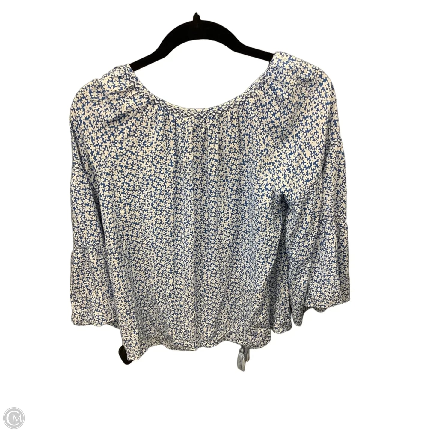 Blouse Long Sleeve By Max Studio In Blue & White, Size: Xs