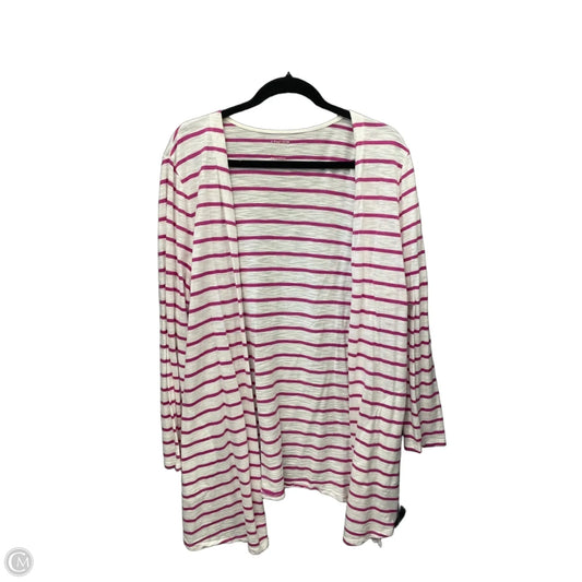 Cardigan By Chicos In Striped Pattern, Size: L