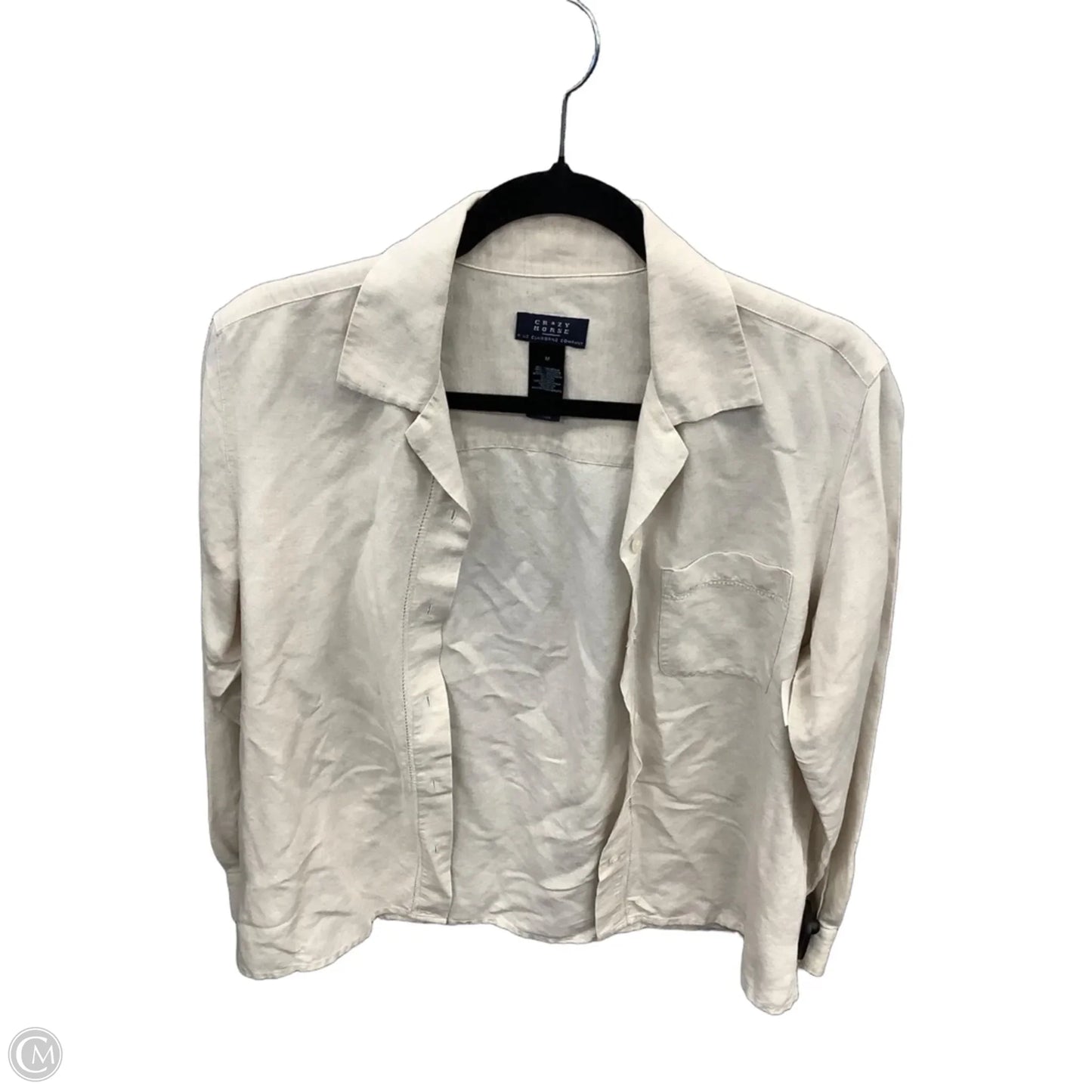 Top Long Sleeve By Crazy Horse In Cream, Size: M