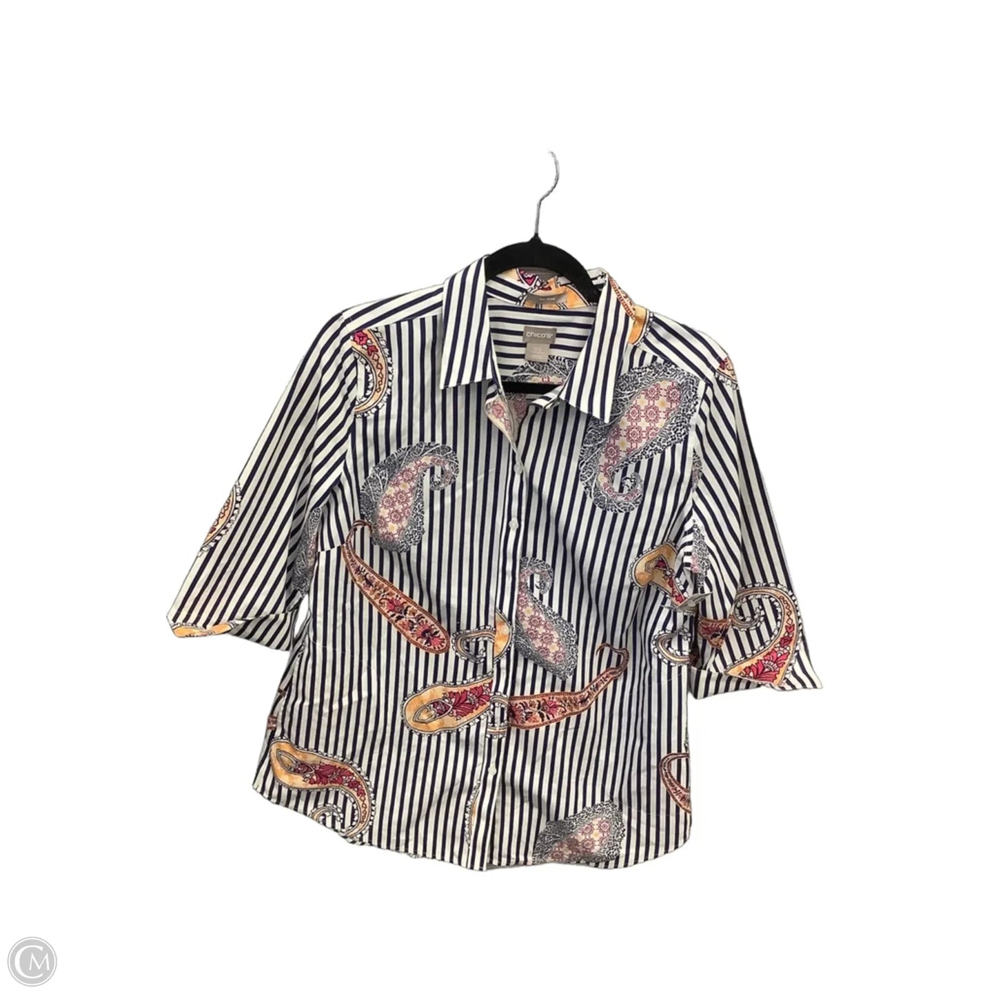 Top Long Sleeve By Chicos In Striped Pattern, Size: S