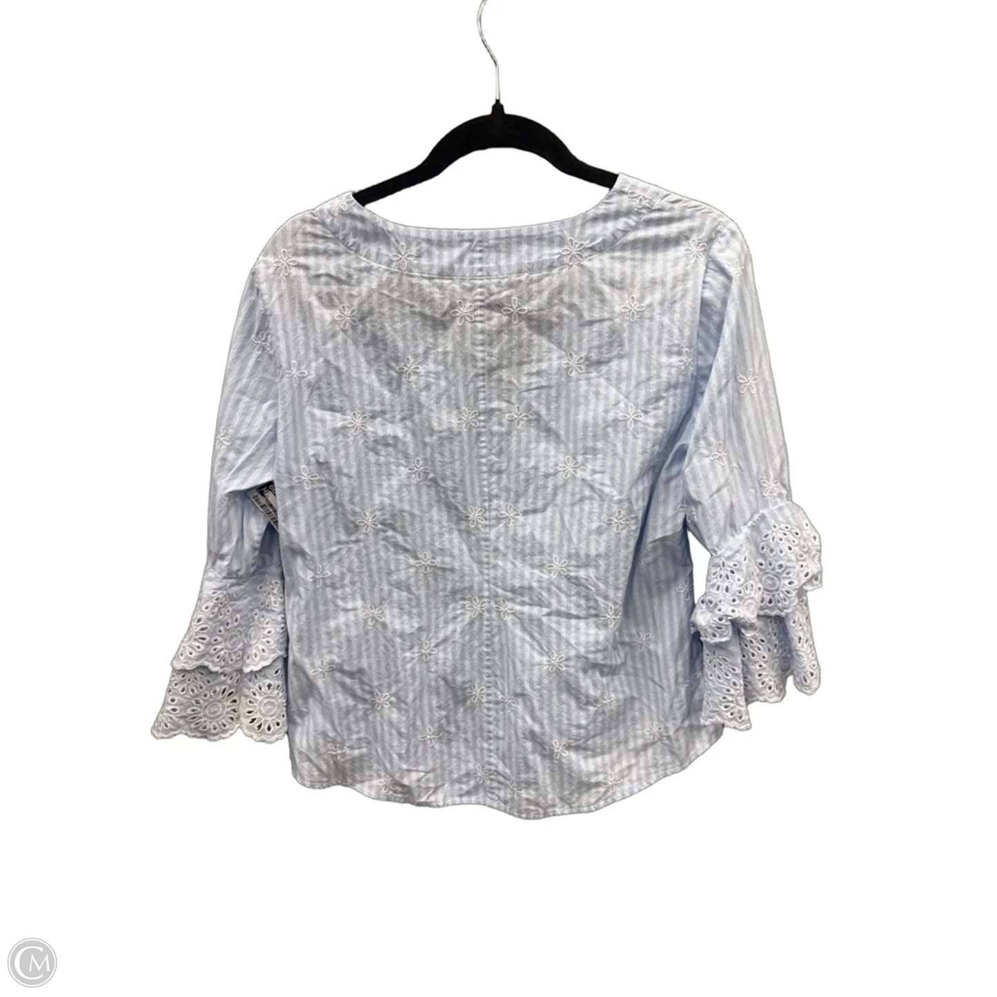 Top Long Sleeve By White House Black Market In Blue & White, Size: M