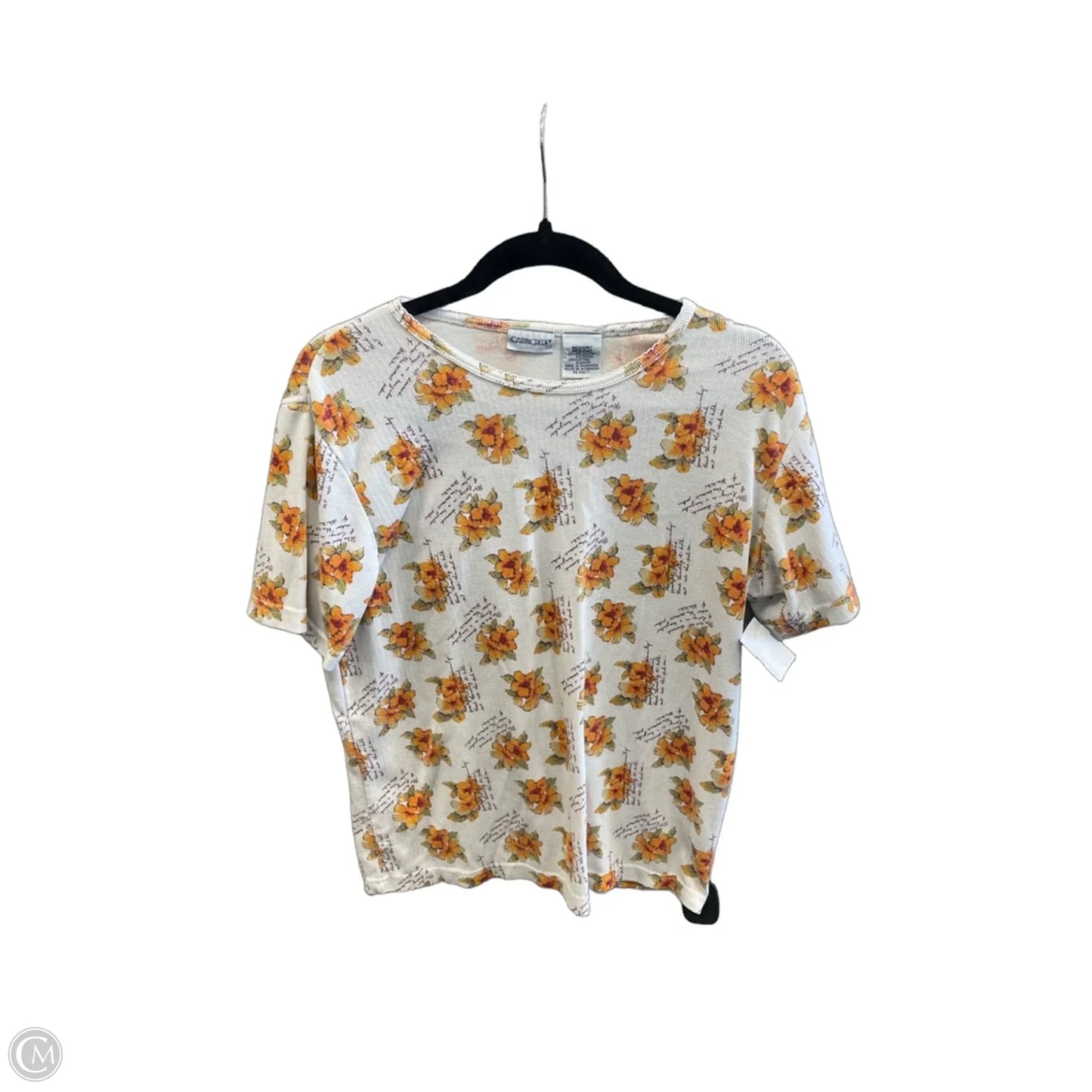Top Short Sleeve By Cabin Creek In White & Yellow, Size: M