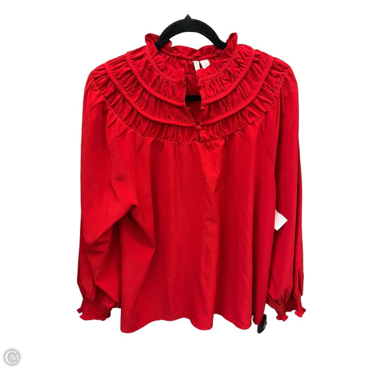 Top Long Sleeve By Cato In Red, Size: L
