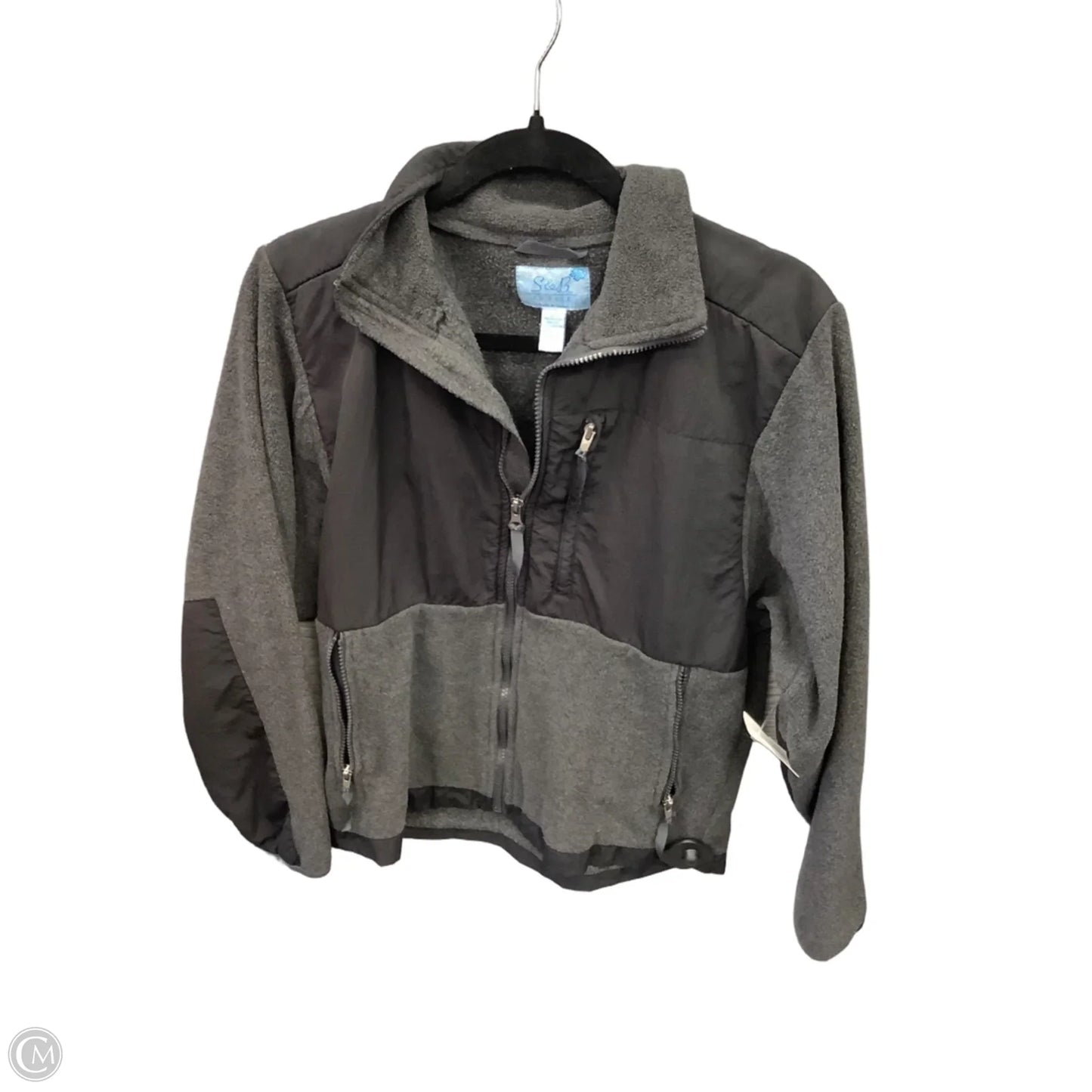 Jacket Fleece By Clothes Mentor In Black & Grey, Size: M