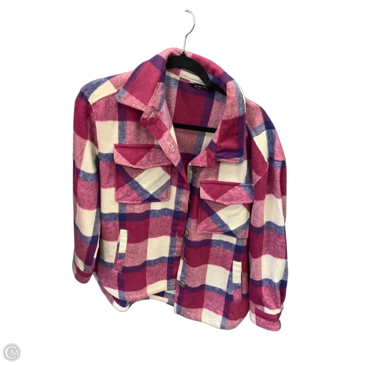Jacket Shirt By Members Mark In Plaid Pattern, Size: S