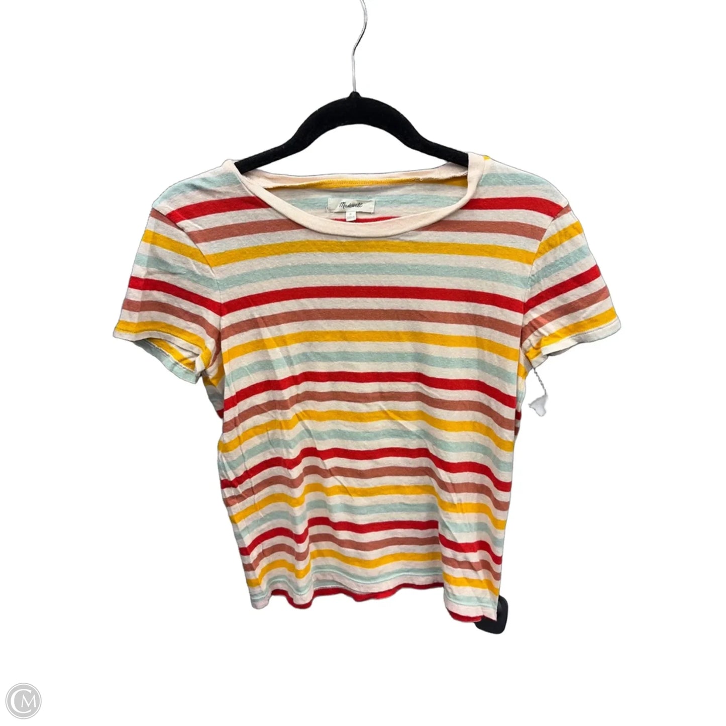 Top Short Sleeve By Madewell In Striped Pattern, Size: S