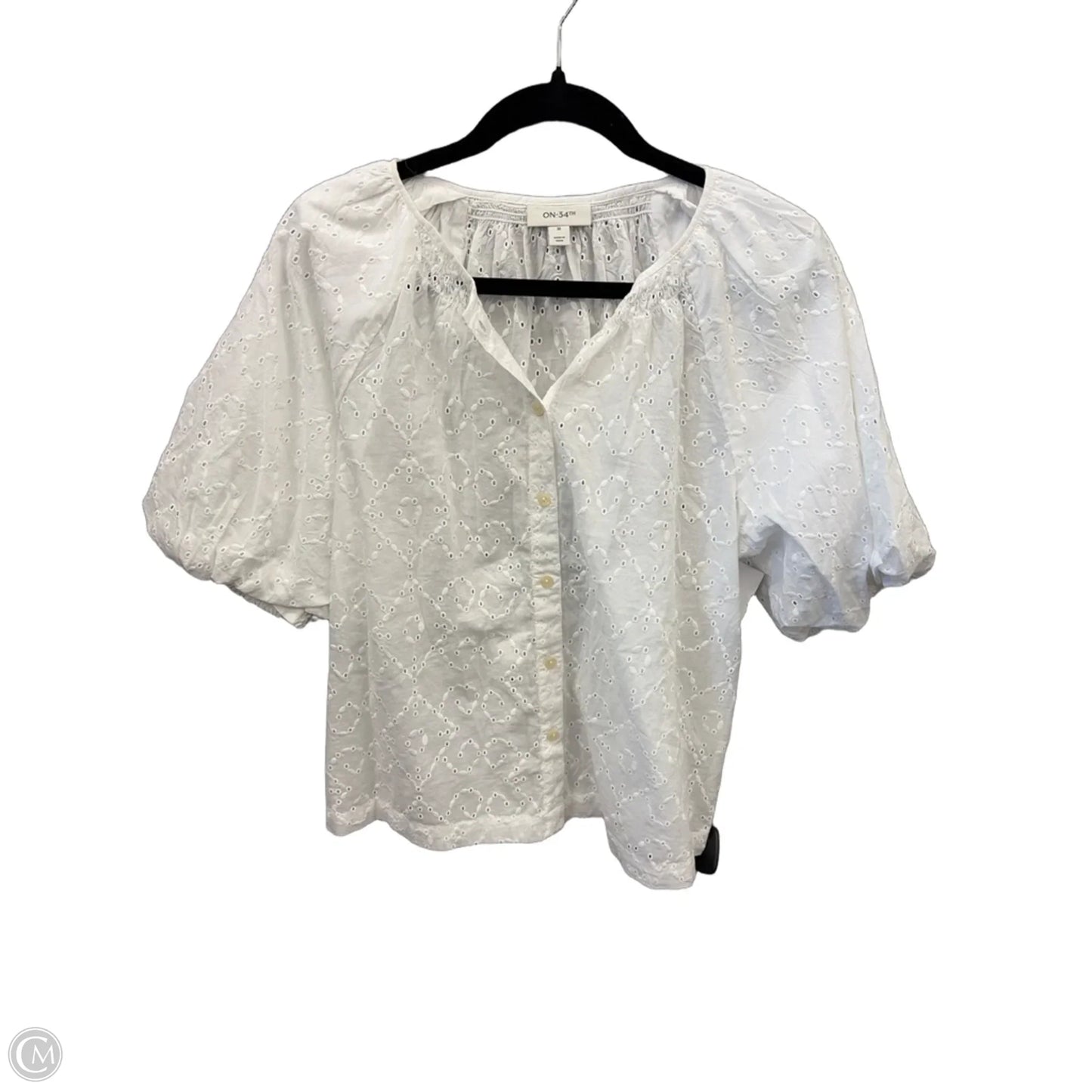Blouse Short Sleeve By On 34th In White, Size: M