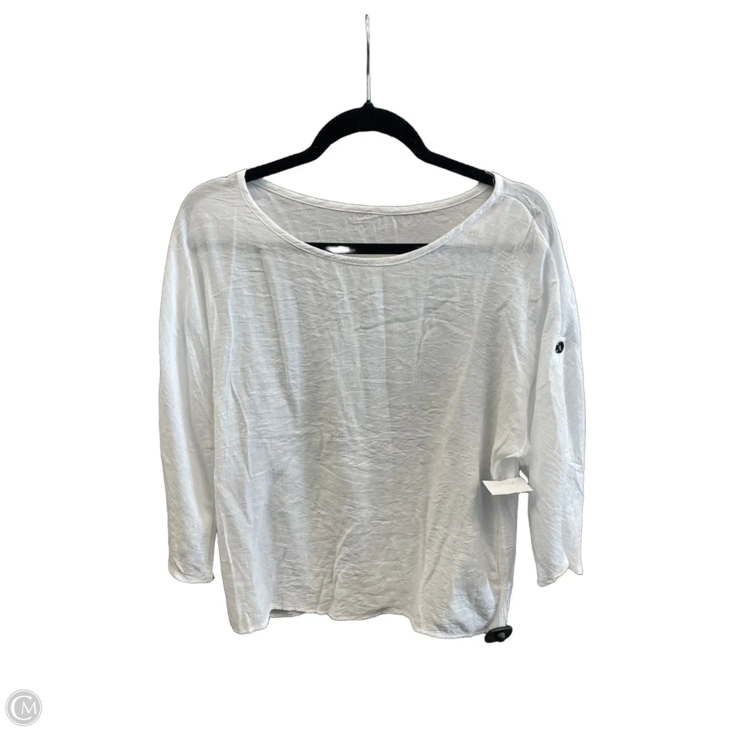 Top 3/4 Sleeve By Emery Rose In White, Size: M