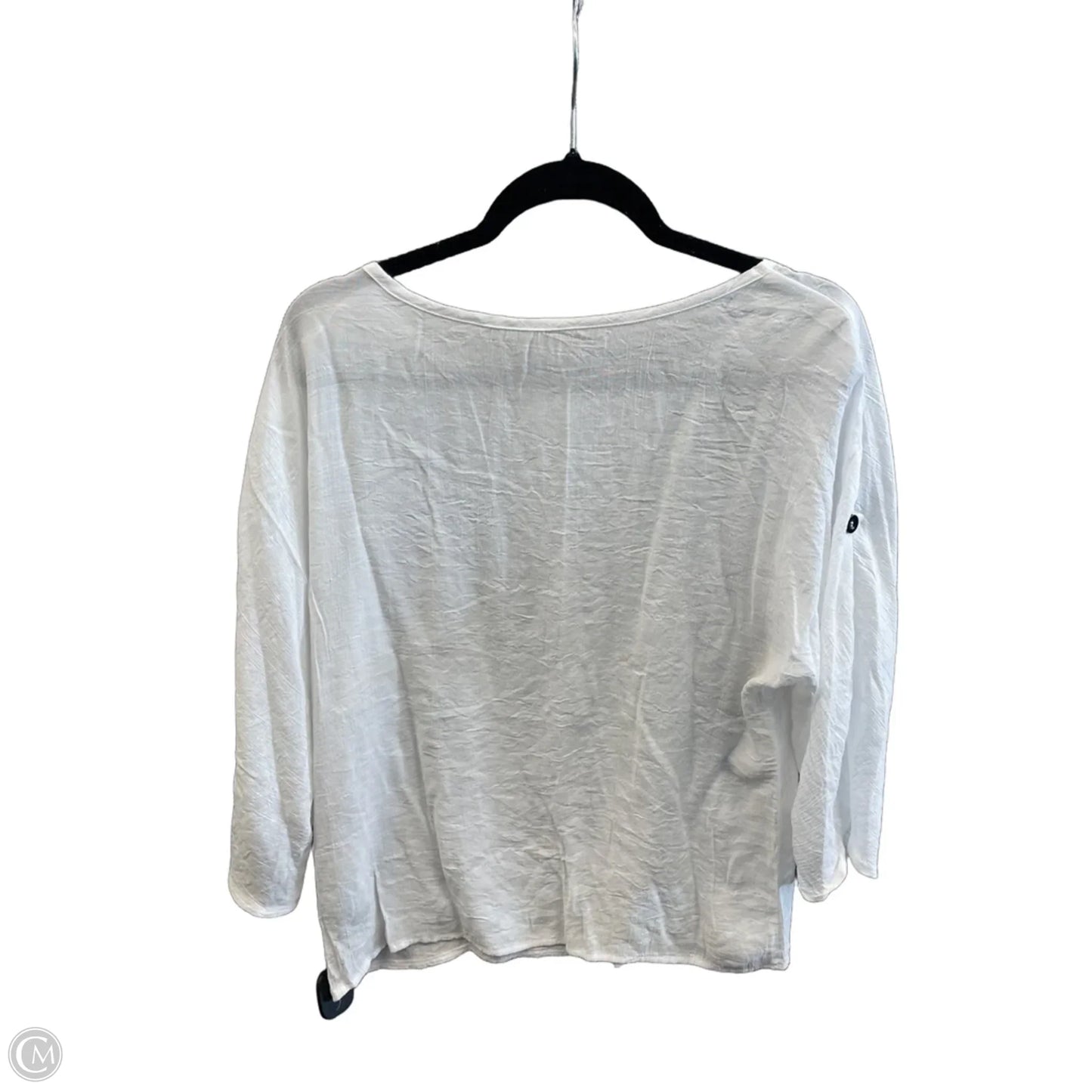 Top 3/4 Sleeve By Emery Rose In White, Size: M