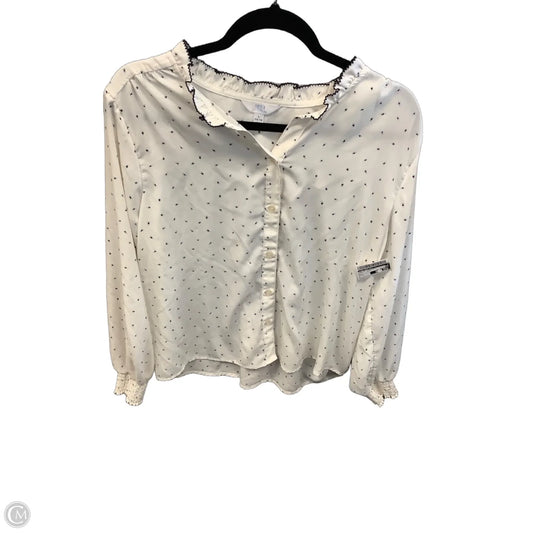 Top Long Sleeve By Time And Tru In Black & Cream, Size: L