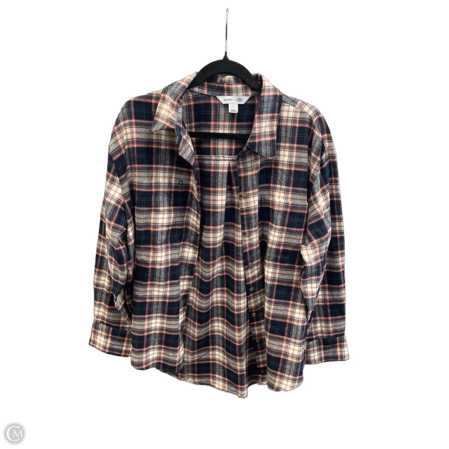 Top Long Sleeve By Old Navy In Plaid Pattern, Size: L