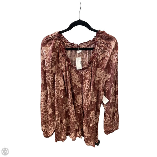 Top Long Sleeve By Maurices In Brown, Size: 2x