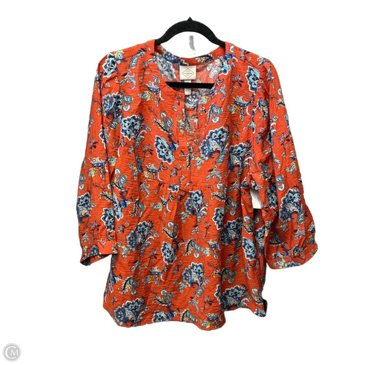 Top Long Sleeve By St Johns Bay In Orange, Size: 1x