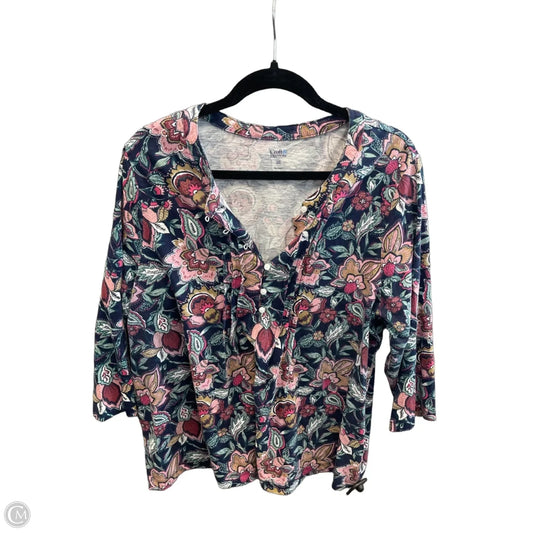 Top Long Sleeve By Croft And Barrow In Blue, Size: Xxl