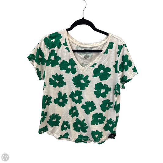 Top Short Sleeve By Sonoma In Cream & Green, Size: L