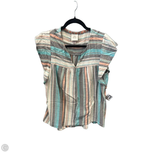Top Short Sleeve By Knox Rose In Striped Pattern, Size: M