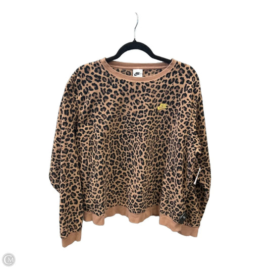 Athletic Sweatshirt Collar By Nike In Leopard Print, Size: L