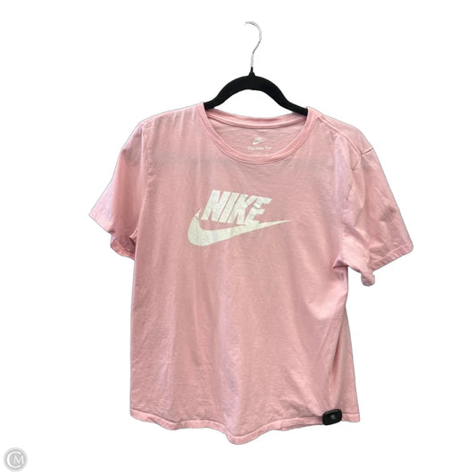 Athletic Top Short Sleeve By Nike In Pink, Size: L
