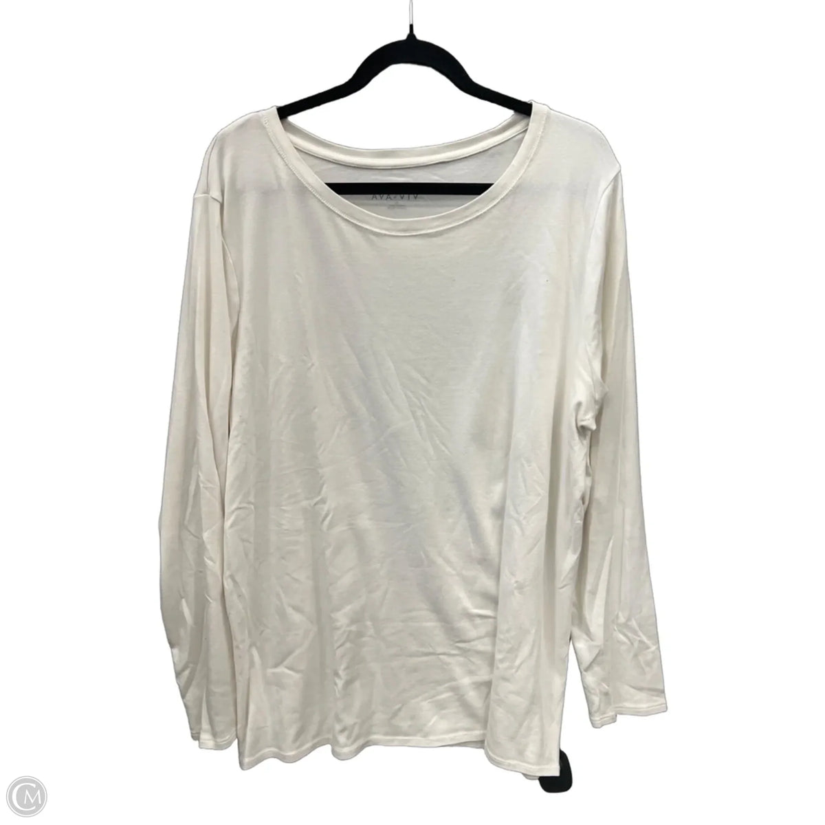 Top Long Sleeve Basic By Ava & Viv In White, Size: 2x