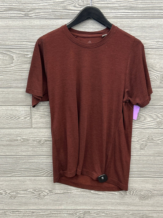 Athletic Top Short Sleeve By Adidas In Brown, Size: M