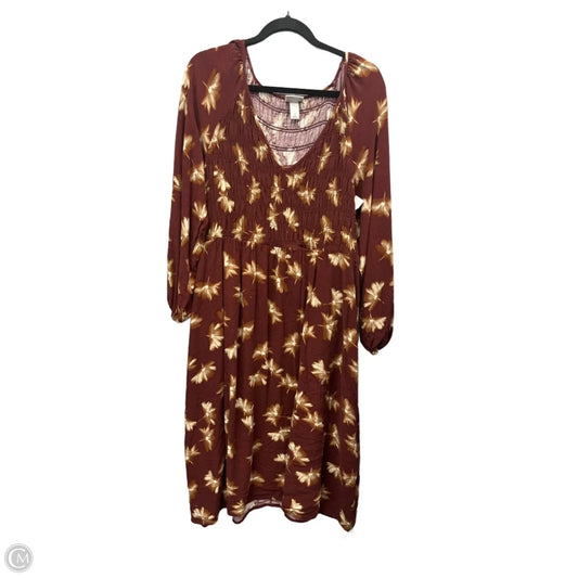 Dress Casual Midi By Ava & Viv In Maroon, Size: 1x