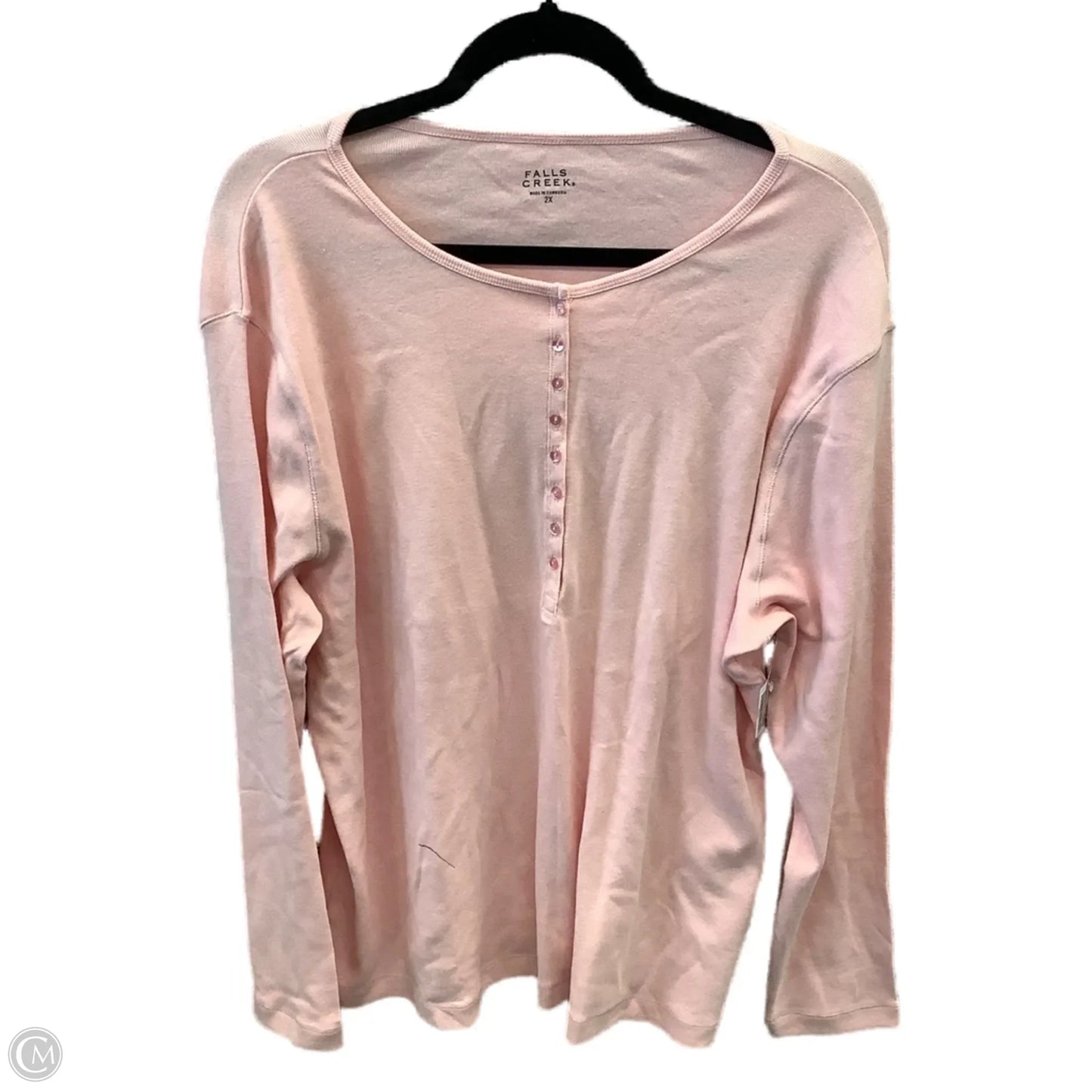Top Long Sleeve Basic By Falls Creek In Pink, Size: 2x