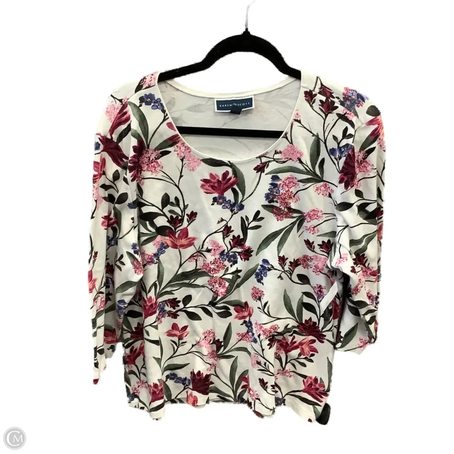 Top Long Sleeve By Karen Scott In Floral Print, Size: Xxl
