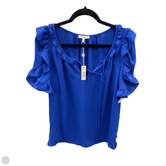 Top Short Sleeve By Max Studio In Blue, Size: L