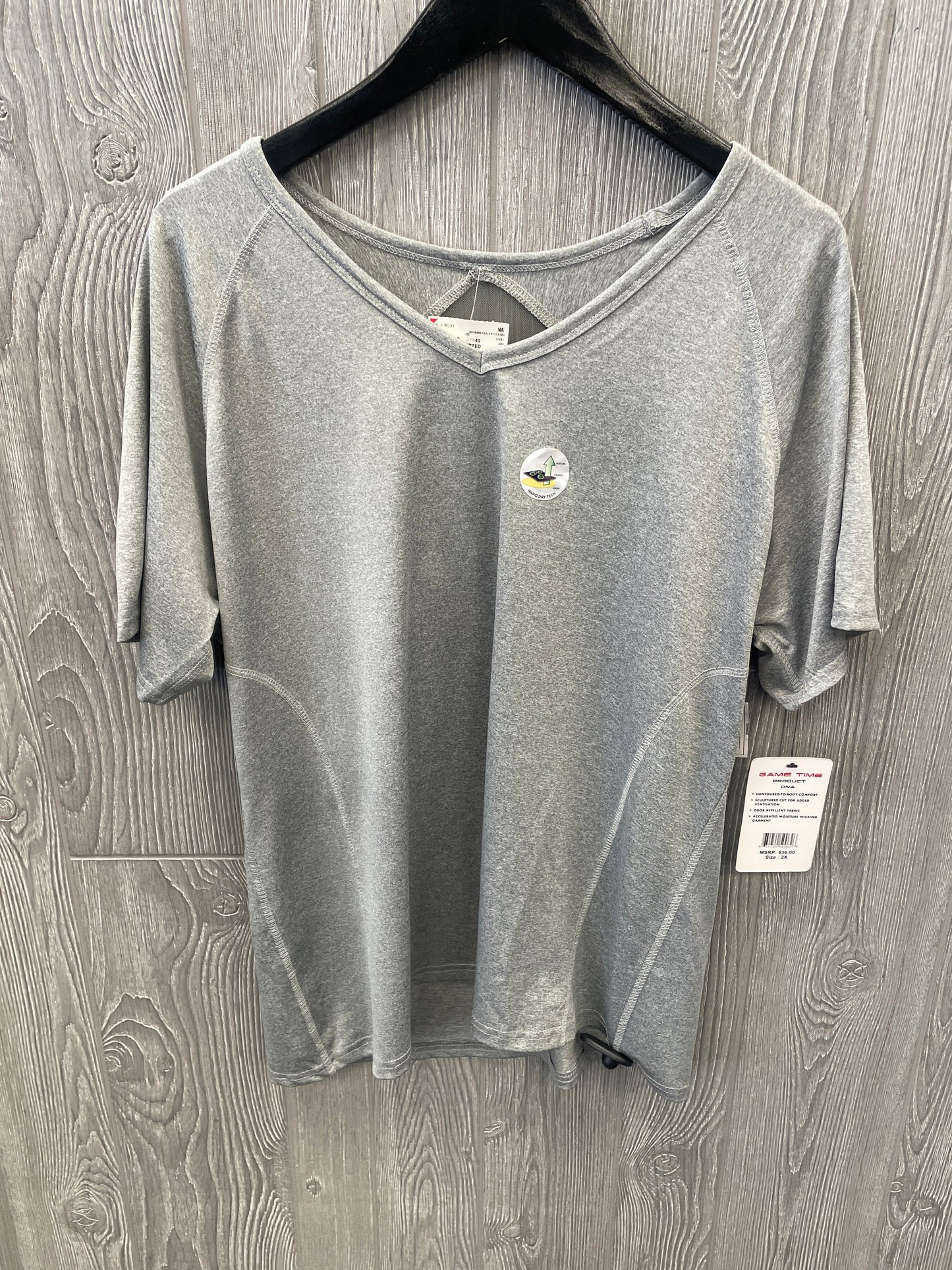 Athletic Top Short Sleeve By Clothes Mentor In Grey, Size: 2x