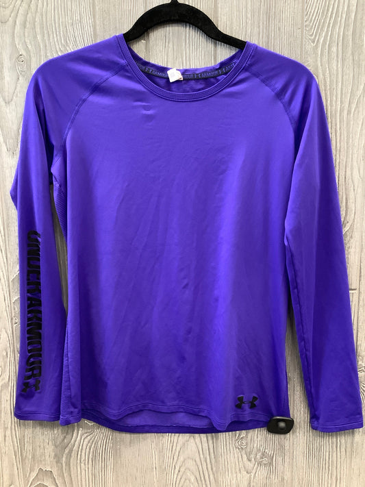 Athletic Top Long Sleeve Collar By Under Armour In Purple, Size: Xl