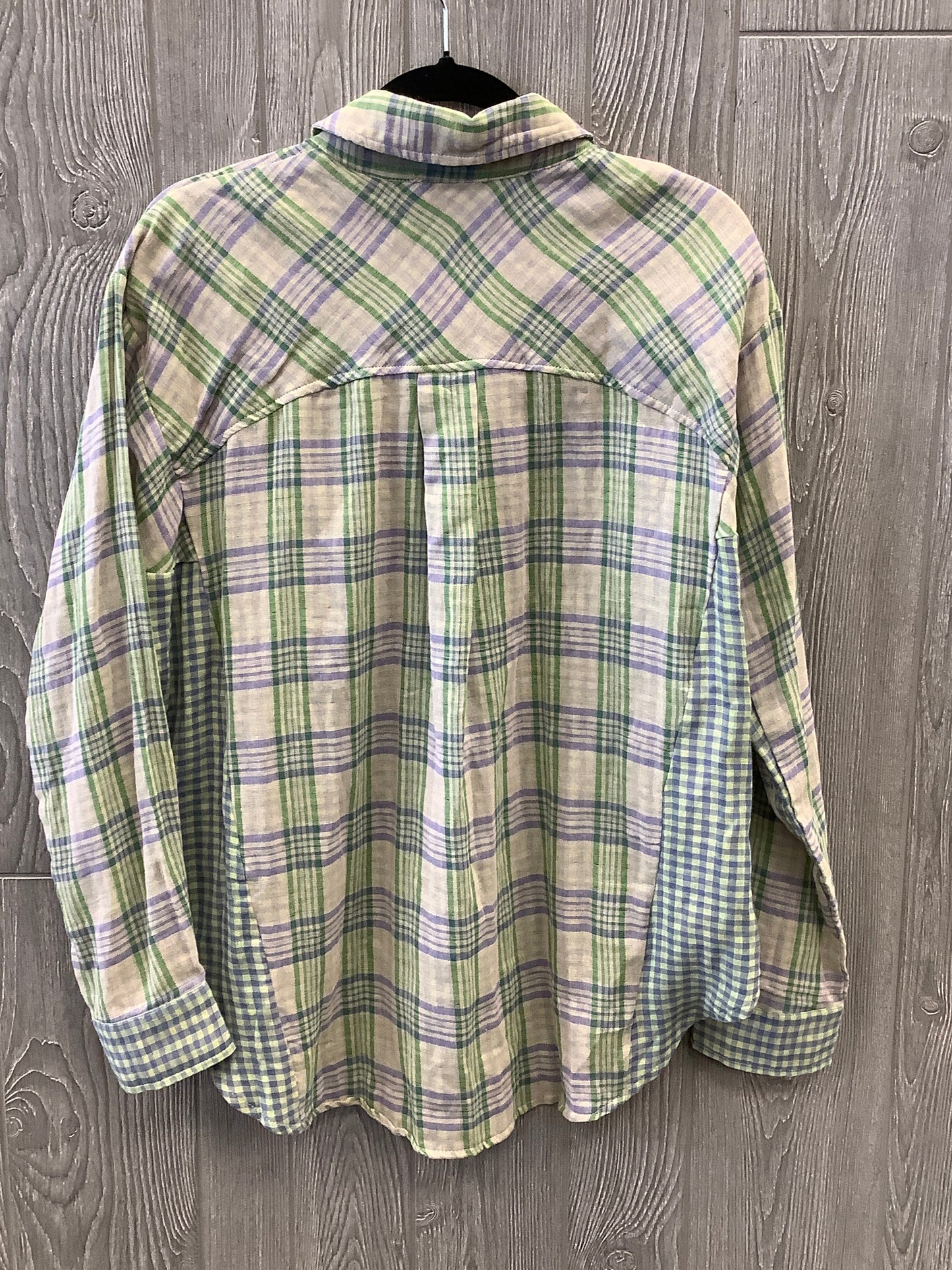 Top Long Sleeve By Mystree In Plaid Pattern, Size: M