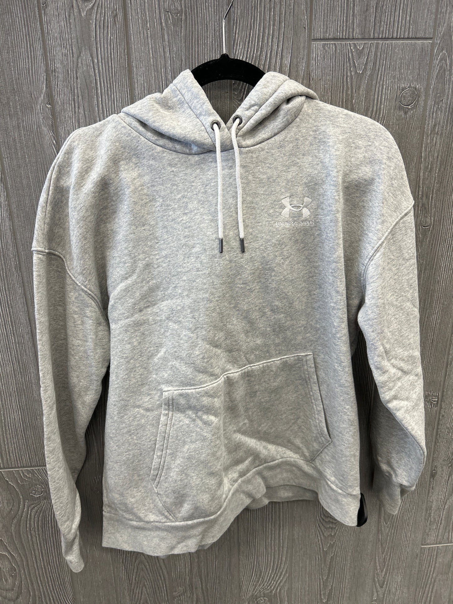 Athletic Sweatshirt Hoodie By Under Armour In Grey, Size: M