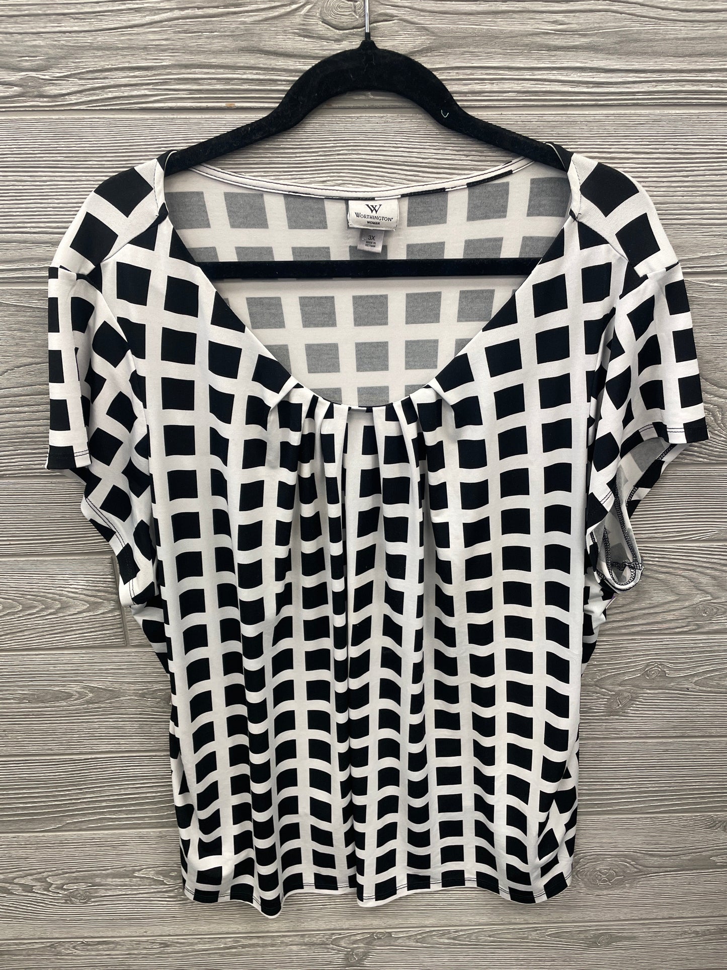 Top Short Sleeve By Worthington In Black & White, Size: 3x