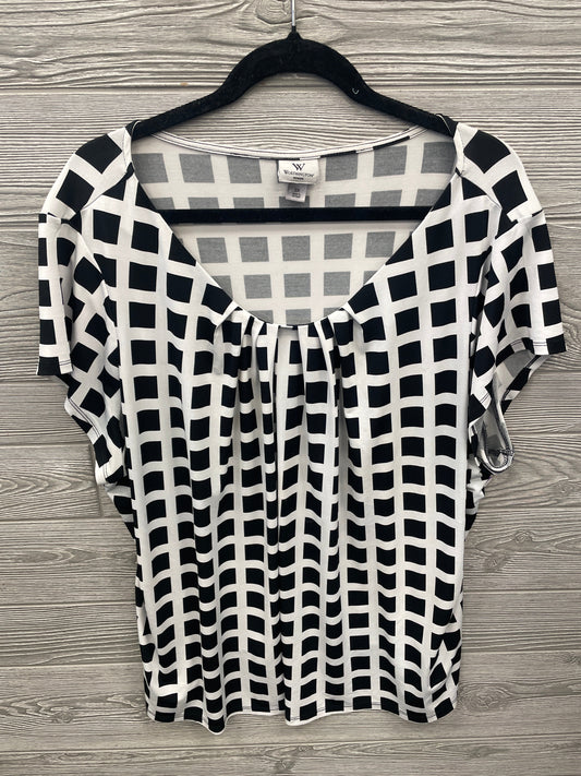 Top Short Sleeve By Worthington In Black & White, Size: 3x