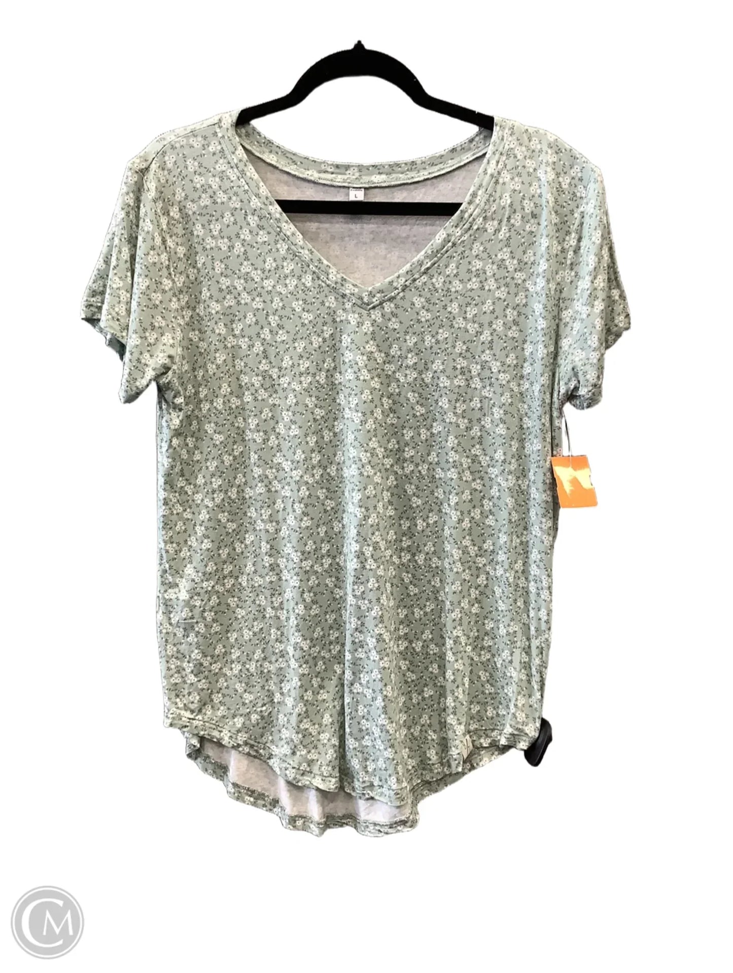 Top Short Sleeve By Top Style In Green, Size: L