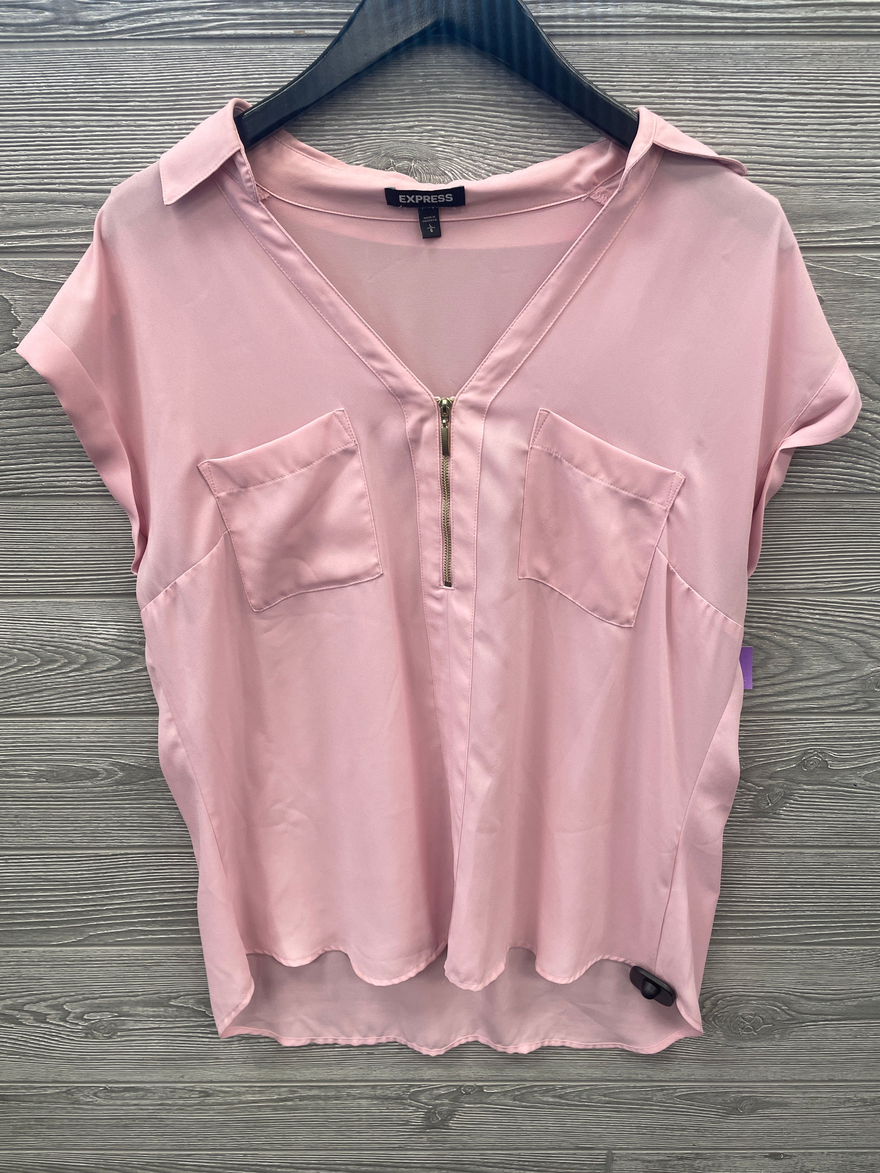 Express Petite Women's Pink Dress Short Sleeve Shirt Size shops XSTP