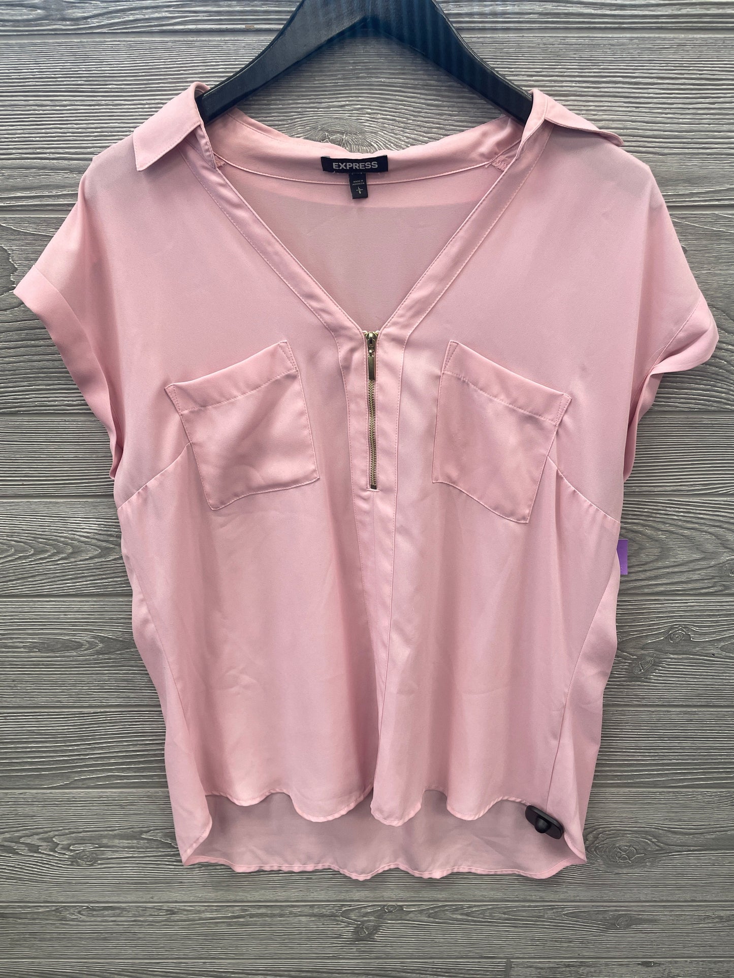 Top Short Sleeve By Express In Pink, Size: L