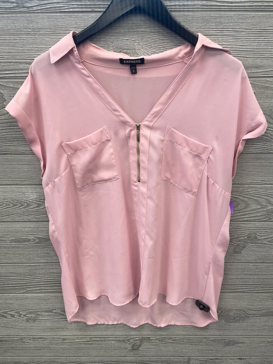 Top Short Sleeve By Express In Pink, Size: L