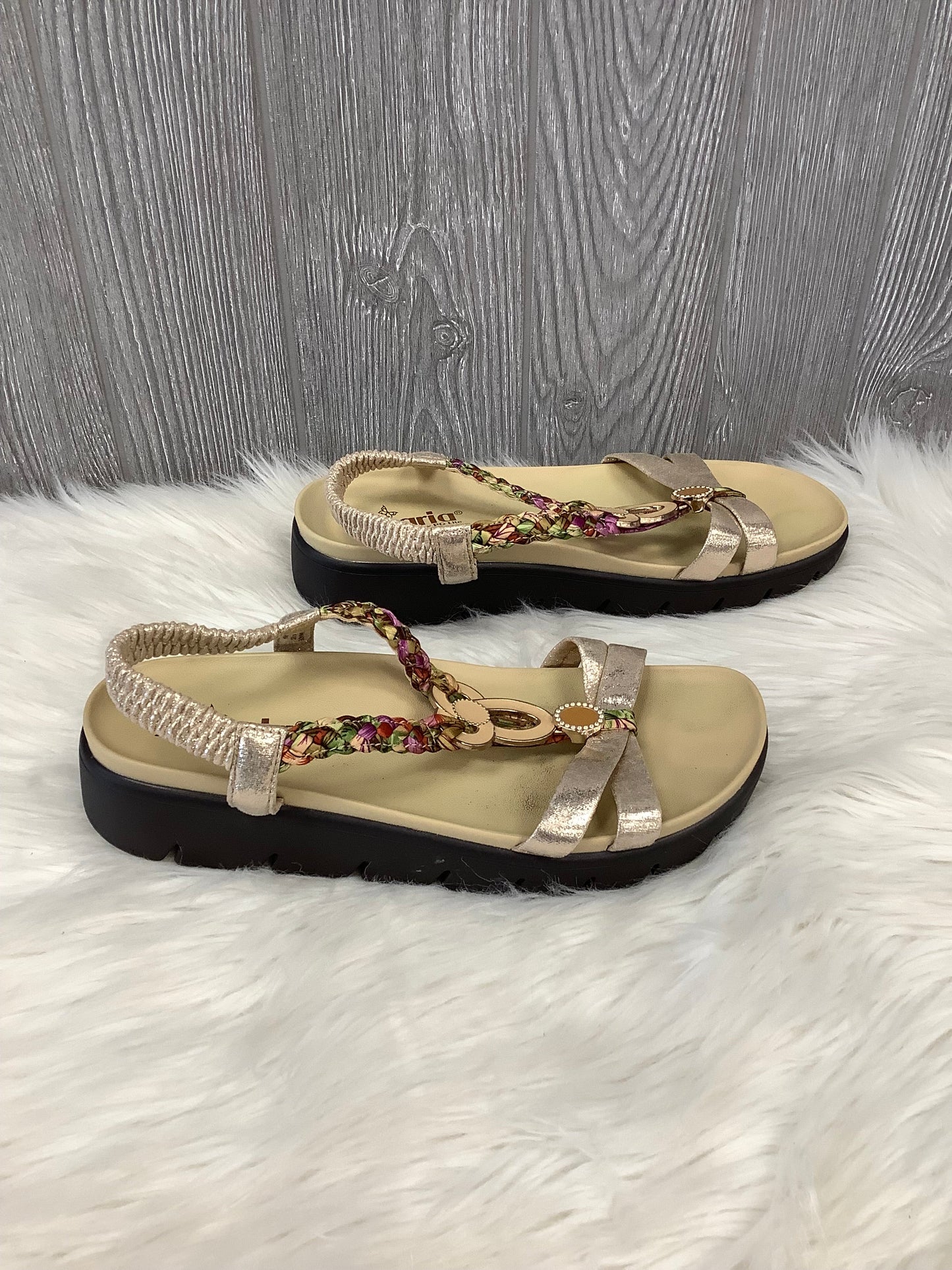 Yellow Sandals Flats Alegria, Size 9.5