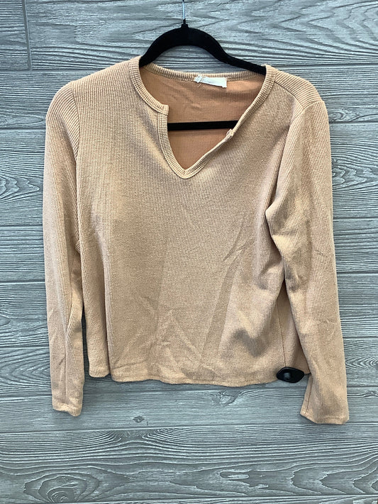 Tan Top Long Sleeve Clothes Mentor, Size L