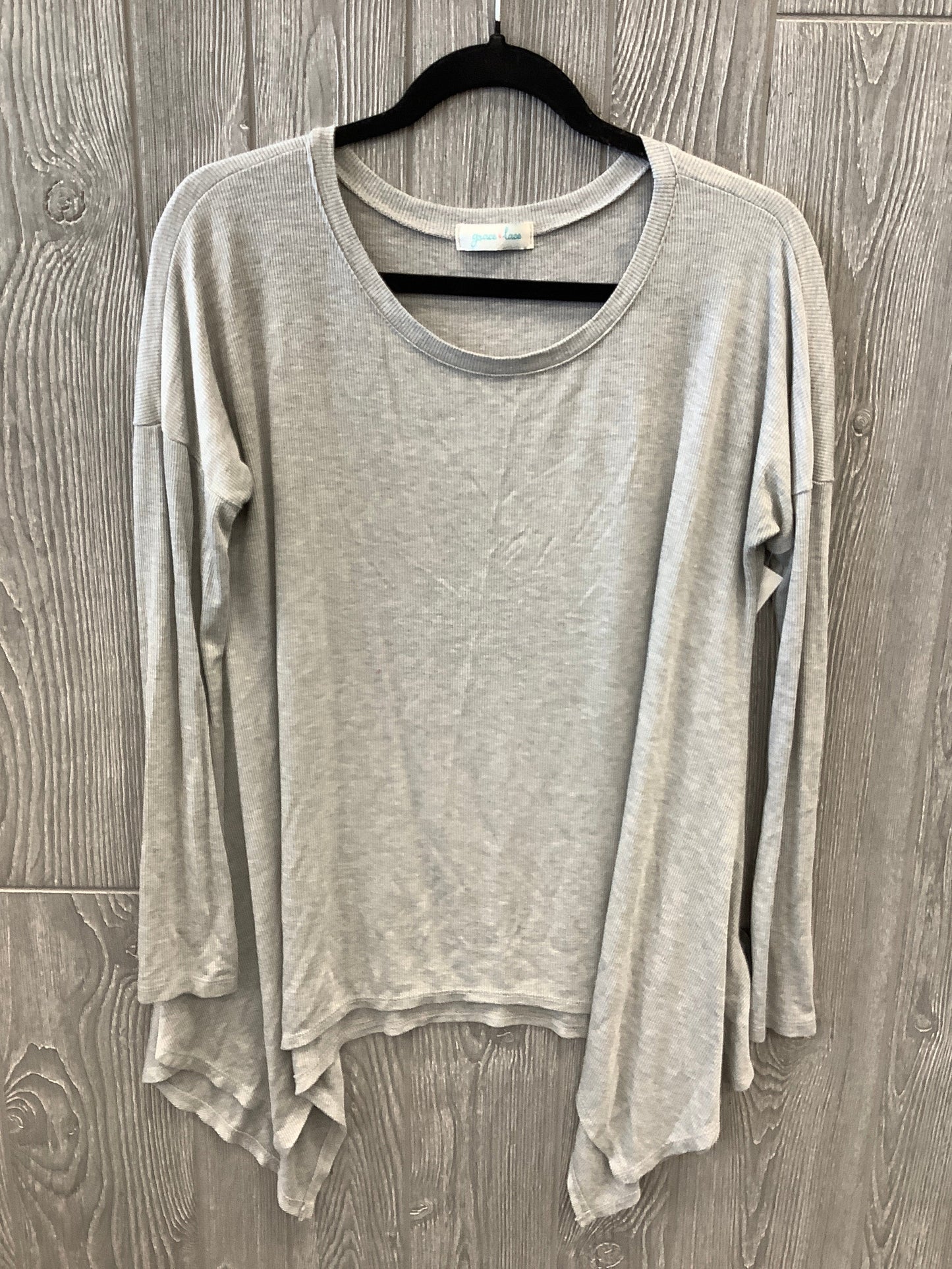 Grey Top Long Sleeve Clothes Mentor, Size M