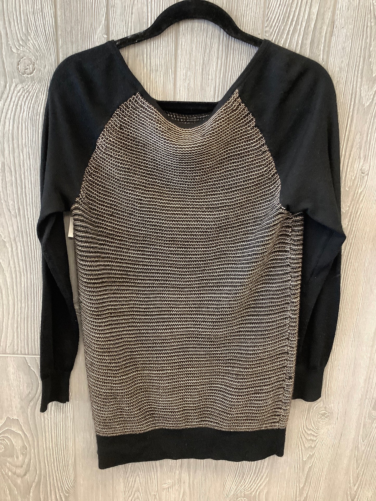 Black & Gold Top Long Sleeve Loft, Size M