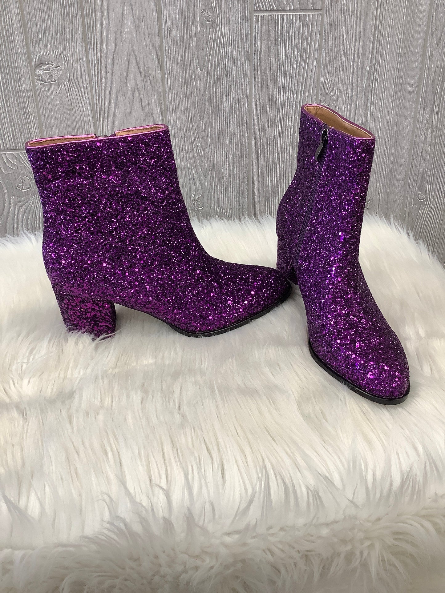 Purple Shoes Heels Block Corkys, Size 10