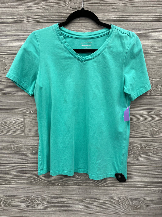 Top Short Sleeve Basic By Christopher And Banks In Aqua, Size: M