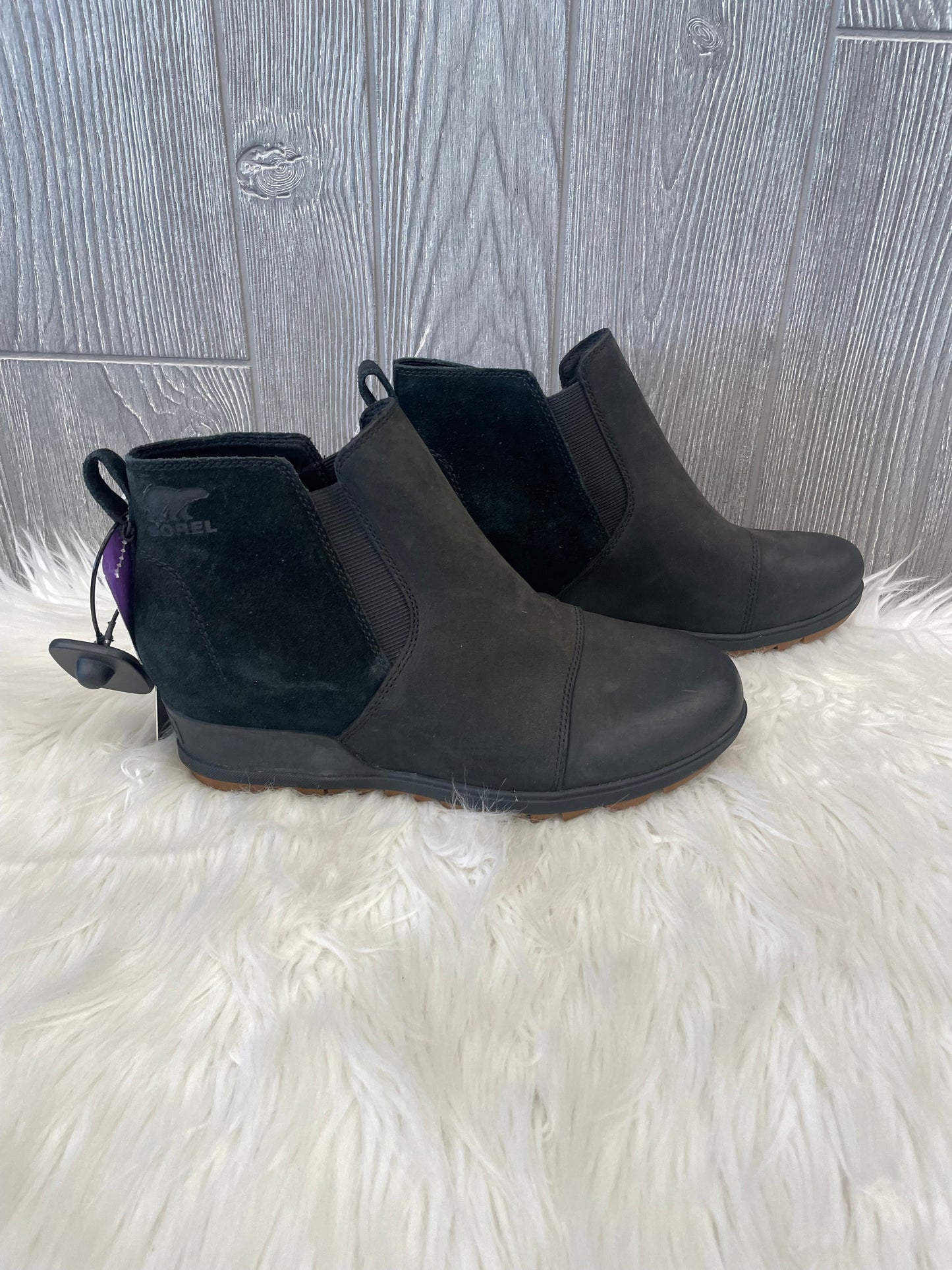 Black Boots Ankle Heels Sorel, Size 10