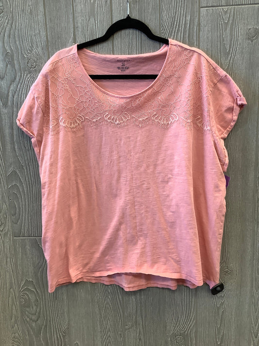 Top Short Sleeve By Sonoma In Pink, Size: 3x