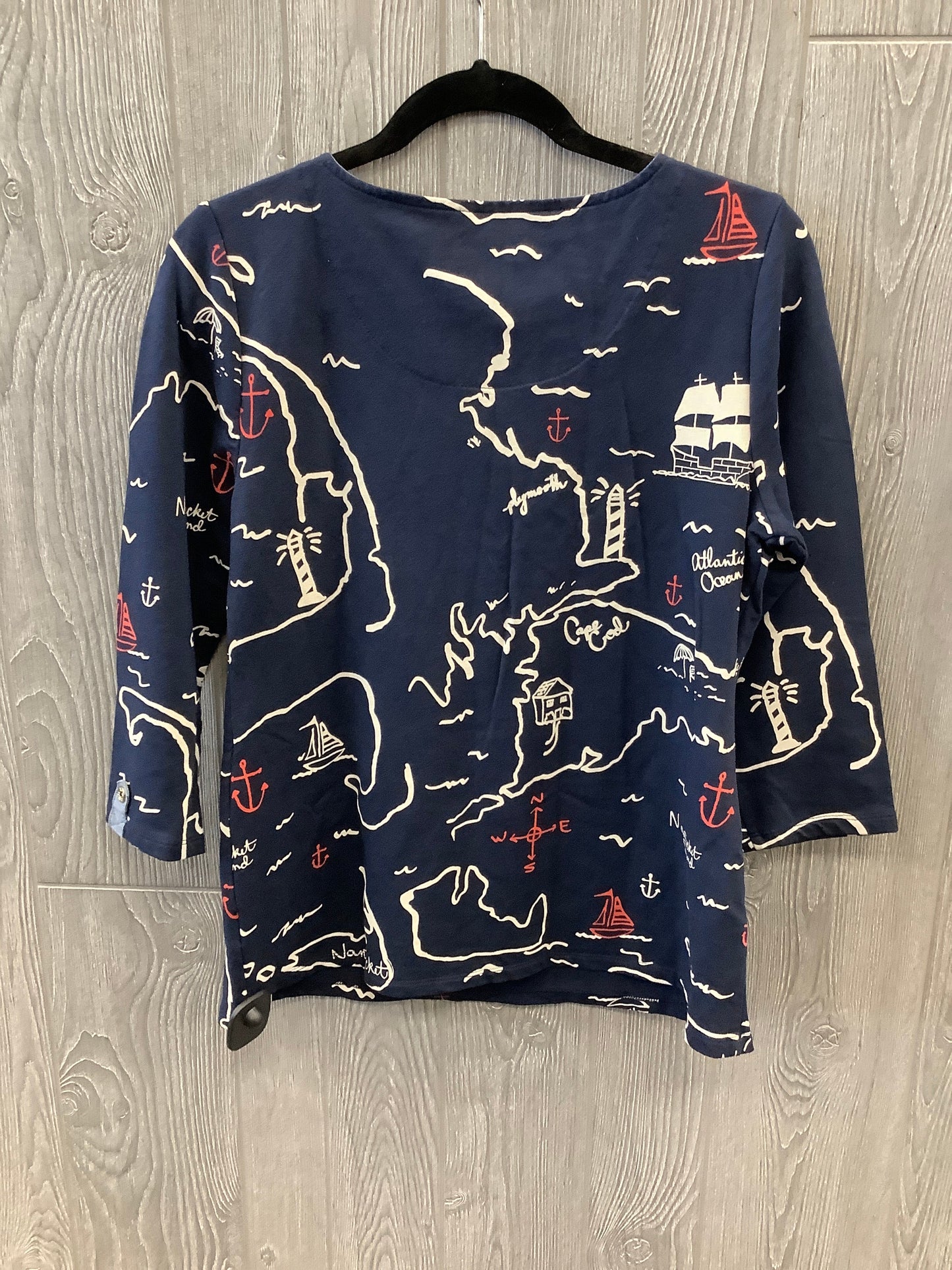 Navy Top Long Sleeve Charter Club, Size M