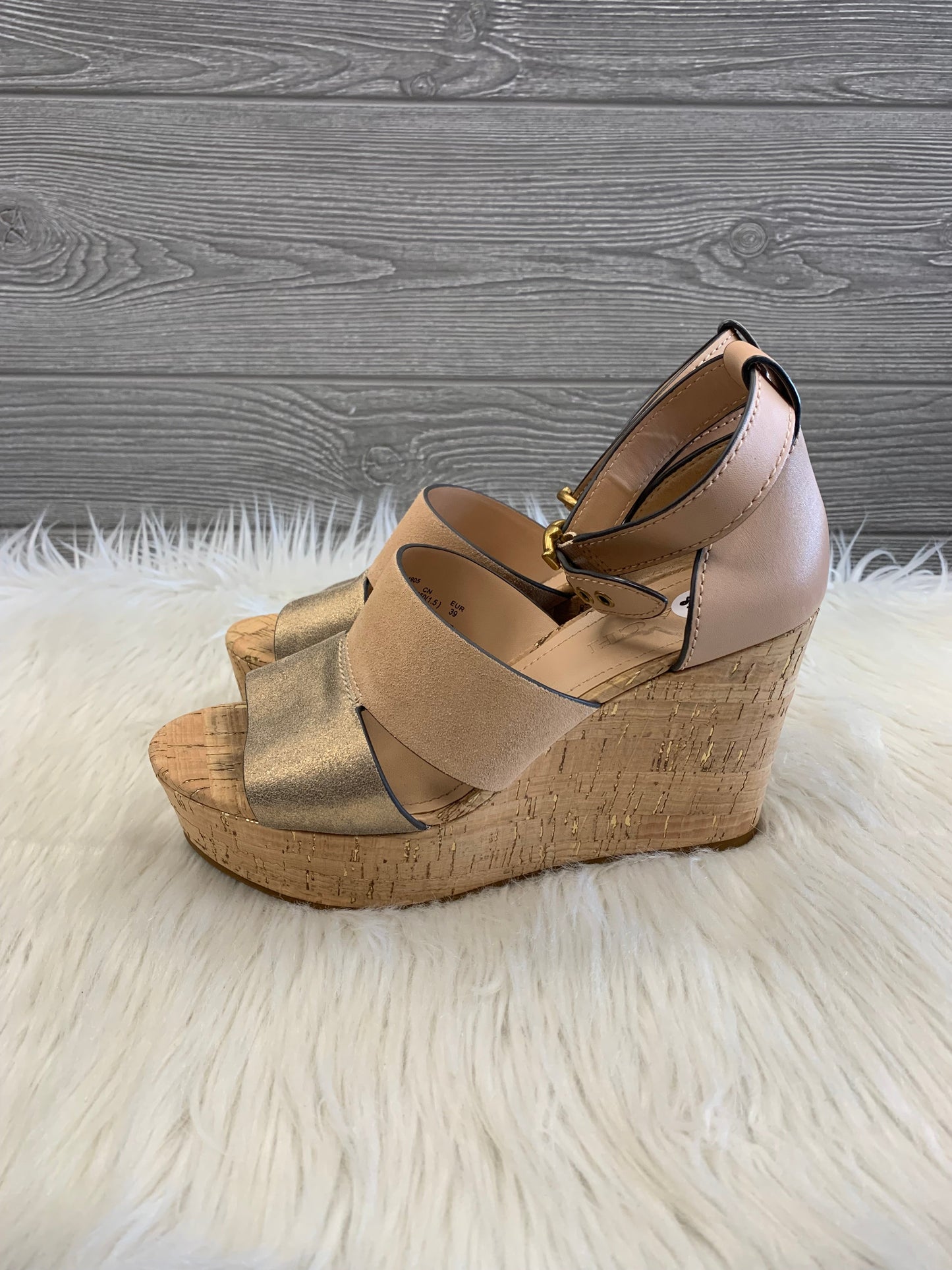 Tan Shoes Heels Wedge Coach, Size 8.5